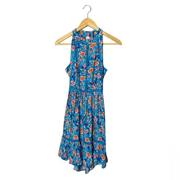 sunday mi amor Dresses & Skirts - Sunday Mi Amor Blue Floral Open Back Halter Mini Dress XS